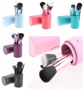 Portable Women Makeup Foundation Eyeshadow Eyeliner Lip Brushes Container Tube Borsts Set With Box Cosmetic Brushes Kit5163040