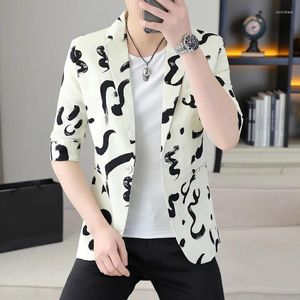 Men's Suits Summer Seven-point Sleeve Suit Fashion Mid-sleeve Handsome Jacket Thin Casual Small