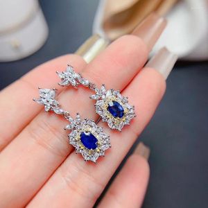 Gestüt Ohrringe Natural Sapphire Damen 925 Sterling Silber Einfach und exquisite Hochzeitsvergütung Weihnachtsgeschenke