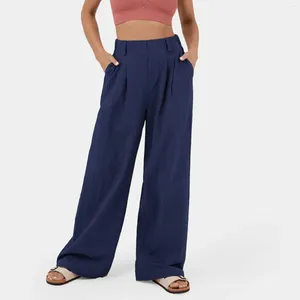 Pantaloni da donna estate in chiffon lunghezza di colore solido con cerniera con cerniera ad alta cerniera per pantaloni dimagranti versatili dritti