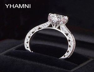 Yhamni Brand Jóias Original Solid 925 Sterling Silver Ring 1 CT Sona CZ Diamond Women Engagement Anéis JZ0721135132