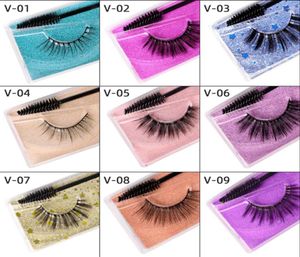 Buntes Glitzer Box falsche Wimpern mit Einweg -Wimpernpinsel 3D falsche Wimpern Make -up Schönheit falsche Wimpern 20pairslot1812620