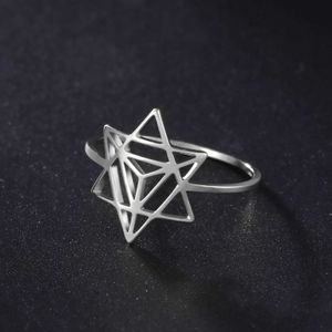 Anelli di nozze Skyrim Merkaba Star Sacred Geometry Ring Women inossidabile anelli di dito in oro inossidabile Anelli di dita della fede nuziale Meditazione Gioielli all'ingrosso