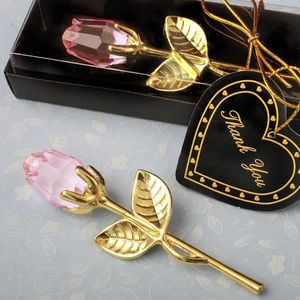 Party Favor Artificial Rose 1set Crystal Metal Ornaments Wedding Gift Decoration Mothers Day Glass Box