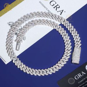 Custom 8mm 10mm 15mm Iced Necklace 925 Sterling Silver White Gold Plated Diamond Moissanite Cuban Link Chain
