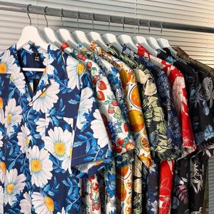 Printed Short Sleeved Couple Summer Ice Silk Thin Loose Shirt For Boys Hawaiian Style Fake Pippy Handsome Dress
