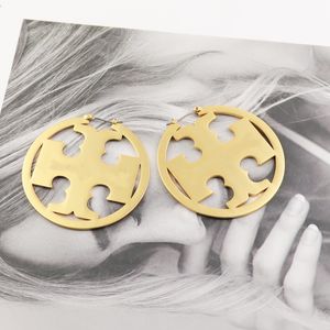 Brincos de designer de luxo femininos logotipo imprimido em tamanho grande brass aros de luxo jóias de moda de alta qualidade para garotas