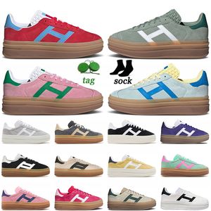 2024 Designer Bold Platform Casual Shoes Cream Collegiate Green Pink Gum White Black Women Sports Trainers Top Fashion Suede Leather Plate-Forme Woman Sneakers