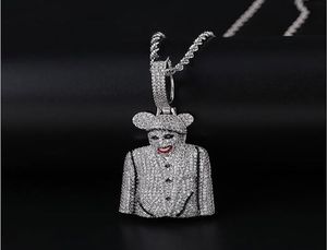 Lodowe CZ Bling Clown Micky wisiant Naszyjnik Męski Mikro Pave Cubic Zirconia Symulowane Diamonds Diamonds Naszyjnik 9775035