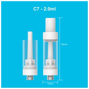 C7 0,5 ml 1,0 ml 2,0 ml keramisk patron 510 Tråd spolvape patroner atomizer skummagray förpackning tom förångare penna 2,0 mm tjocka oljehål vagnar anpassa USA us heta