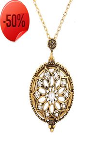 New style Flower Pearl magnifying glass pendant fashion round Long Necklace4000328