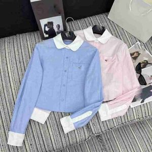 Work Dresses Designer Brand Spring/summer New Pra Light Mature Style Double Pocket Single Breasted Flip Collar Short Long Sleeved Shirt WWK1