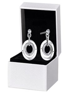 925 Silber Logo Doppelkreis Anhänger Hengst Ohrring Original Retail Box für Frauen Girls Party Schmuck Sparkling Ohrringe6951130