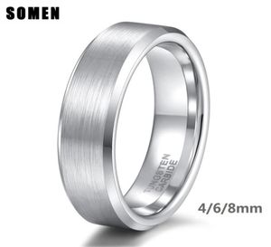 Somen ring män silverfärg 6mm volfram ring borstade klassiska bröllopband manliga förlovningsringar män party smycken bague homme cx8558807