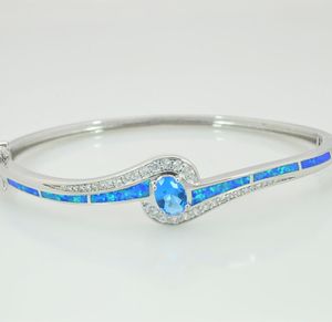 Blue Fire Opal Cubic Zirconia 925 Silver Bracelet Whole for Women Jewelry Bangle Bracelet5661982