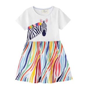 Vestidos de garotas pulando medidores novos 2-7t Princess Party Girls Dresses Summer Cotton Kids Roupas Fashion Hot Selling Childrens Dress Tops Girlsl2405