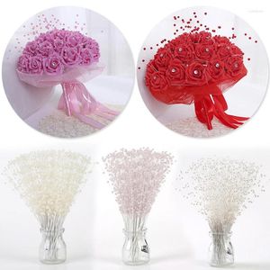 Party Decoration 10/20pcs/gunch String Pearl Sticks Bridal Bouquets White Pärled Handgjorda blommor Stam Pärlor Bröllopsdekor