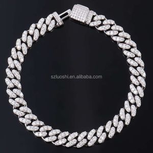 925 srebrne podanie od 6 mm 8 mm 8 cali do 26 cali D Kolor MOISSANITE Tester Diamond Miami Bransoletka Naszyjnik Męski Łańcuch łącza Cuban Link