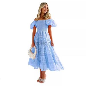 Lässige Kleider Designer -Kleid Frauenkleid Sommer Neue Off Schulter Bubble Sleeve Mode würziges Mädchen Big Swing Kleid Frauen Plus Größe Kleider