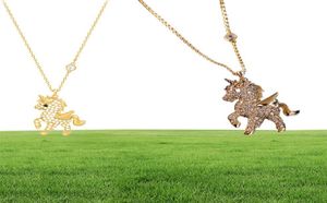 Fashion Unicorn House Animal Necklace for Woman 2022 Nuovo Shiny Diamond Corea Gioielli Girl039S Sexy Clavicle Chain21277013030287
