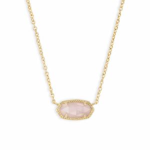 Natural Pink Crystal Necklace Fashion Girl Pink Jewelry Real Gold Electroplating Color Protection