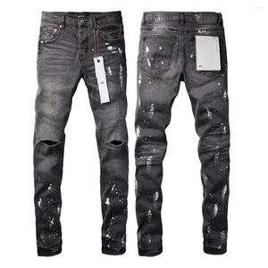 Frauenhose Mode 2024 Lila Roca Jeans High Street Ripped Grau Lackqualität Reparatur niedriger Skinn