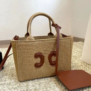 Sacchette da spiaggia intrecciate da donna borse borse da bagno 24ss designer di spalla di lusso a tracolla paglia