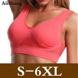 Roupa íntima ativa Aiithuug 6xl Racerback Sports Bra para mulheres - Bra do sono confortável Sutreleio de yoga Bra plus size Brandable Mesh Workout D240508