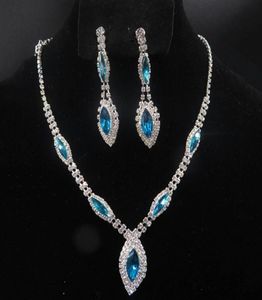 YT043 Fashion Alloy Necklace 2Colours Rhinestone Necklace Earring Set Crystal Jewelry Sets for Brides Wedding Jewelry High Quality7606132