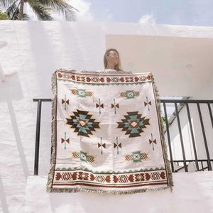 Filtar bohemisk stickad strandtråd filt på sängen bäddsoffa handduksbädd plåt tapet bäddsängar bordduk geometriska kast mattor matta