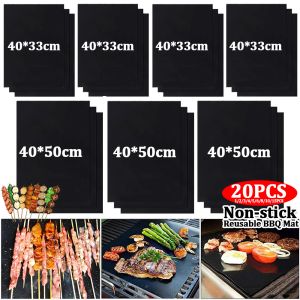 Accessoires 120pcs Non -Stick BBQ Grill Matten Backmatten -Grillwerkzeuge Kochen Grillbogen Wärmefestigkeit leicht gereinigt Küche BBQ Tool