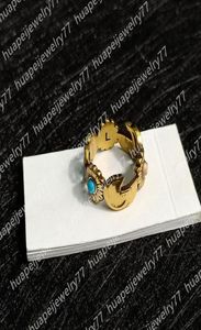 Modne kobiety Pierścienia ze stali nierdzewnej Projektanci luksusowe pierścienie mosiężne Wysokiej jakości litera biżuteria kwiatowa 682835669
