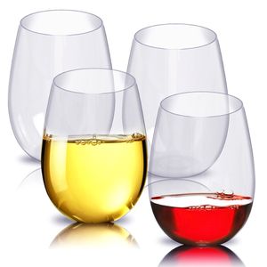 4pc Set Shatterproof Plastic Vine Glass Unbreakable PCTG Red Wine Tumbler Glasögon Koppar Återanvändbar transparent fruktjuice Beer Cup Y20010 291o