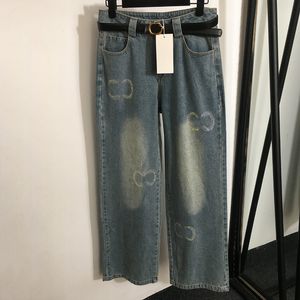 Crystal Letters Designer Jeans Female Midjebältet byxor utomhus street stil jean pant klassisk personlighet charmbyxor