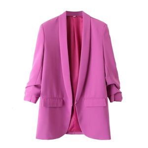 ZAR SpringSummer Womens Fashion with Explosive Temperament Colored Candy Cuff Fold Buckle Free Suit Coat 240507