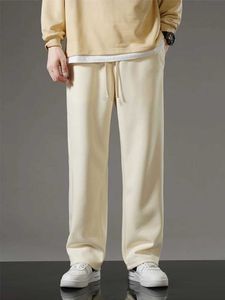 Męskie spodnie wiosna jesień mężczyźni spodnie dresowe koreańskie moda sportowa sznurka szeroka g proste tor bawełniany swobodny luźne spodnie H240508