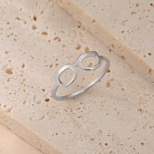 Anéis de casamento Skyrim Skyrim Cute Glasses Frame Rings Anel de cor de ouro inoxidável para mulheres Trendy Creative Creative Eyewear Jewelry Birthday Gift Novo em