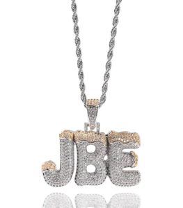 AZ Custom Name Letters Necklaces Mens Fashion Hip Hop Jewelry Christmas Iced Out Gold Initial Letter Pendant Necklace1985789