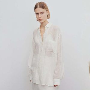 Th~Row Spring/Summer New Linen Loose Tone Loose Versatile Simple Commuter Long Sleeved Lightweight Shirt For Women