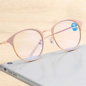 Óculos de sol portátil Metal Frame Reading Glasses Anti-UV Rays Blue Presbyopia yeglasses Mulheres Mul