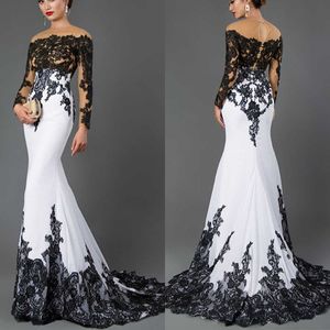 2024 Mermaid Prom Dresses Jewel Capped Long Sleeves Sweep Train Lace Appliques Pattern Design Celebrity Evening Dresses Plus Size Custom Made L24573
