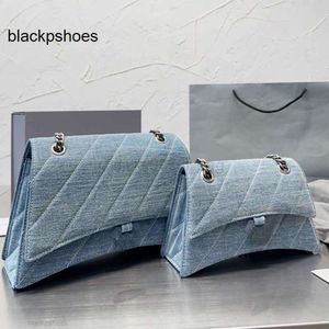 Balencig Le Cagole Bag Çanta Tuval Saatli Crossbody denim el çantası ezme çanta kot pantolon zincir omuz çantaları moda mektubu toka gümüş donanım flap debriyaj wal jqo1