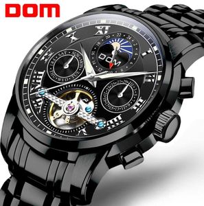 Dom Brand Men Watches Automatic Mechanical Watch Tourbillon Sport Clock Black Steel Casual Business Retro Armbandwatch M75BK1MH3038420