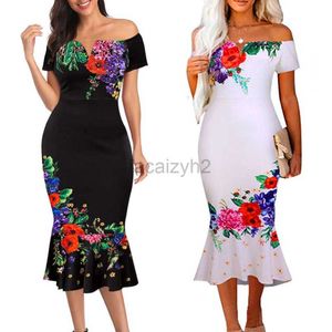 Lässige Kleider Designer -Kleid Langes Kleid kurzärmelig unregelmäßig Frauen gedruckt von Schulterkleid Plus Size Kleider