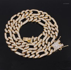 Kedjor Men039S Hip Hop Miami Cuban Link Chain Gold Silver Color 13mm Crystal Figaro Necklace Iced Out Fashion Jewelry Rapper US1130186