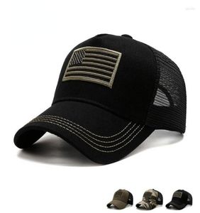 Ball Caps Men39s Camo Mesh Baseball American Flag Высыпайте, шляпа Trucker Summer Outdoor Sun Sun State военный тактический Snapba7185016