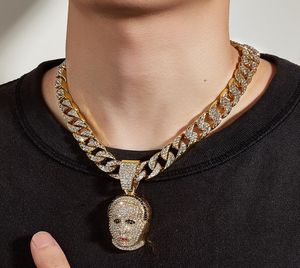 Mens Iced Out Chain Hip Hop smycken halsband armband guld silver miami kubanska länkkedjor halsband skull5756713