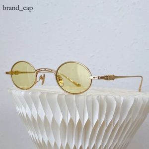 Chrome sunglasses CHROMES glasses men women sunglasses Metal Small frame oval glasses Rock punk street hip hop style Mirror leg carving technology Low key luxury 33