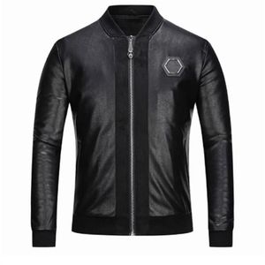 Faux Leder Designer Jacke Herren Reißverschluss Slim Fit Short Hip Hop Casual Skull Sport Motorradmantel Biker Buchstaben Sticker Tiger Fitne 305J