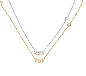 100% 925 Sterling Silver Minimal Necklace Minimal Collace CZ Eye Chain Gold Gold Color Simple delicato Minimalista Believe Gioielli Minimalista 290H3985127